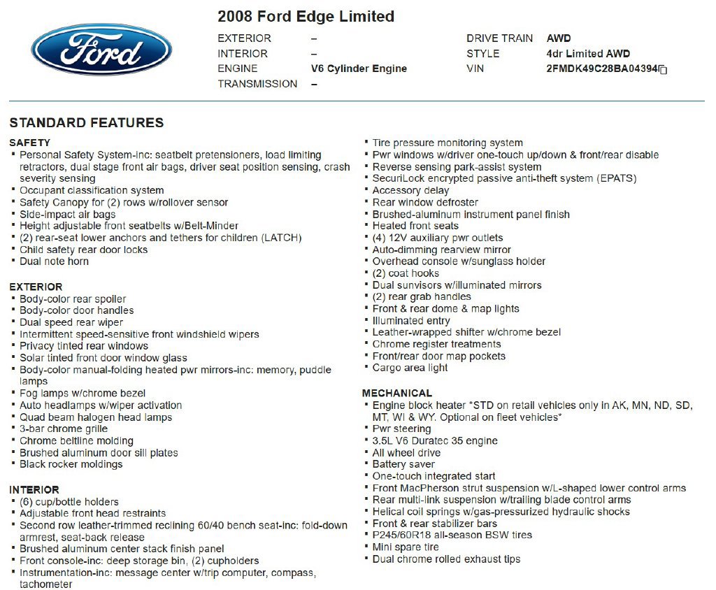 Used 2008 Ford Edge Limited AWD/4WD image 17