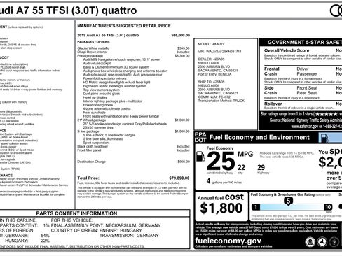 Used 2019 Audi A7 3.0T Prestige w/ Prestige Package image 4