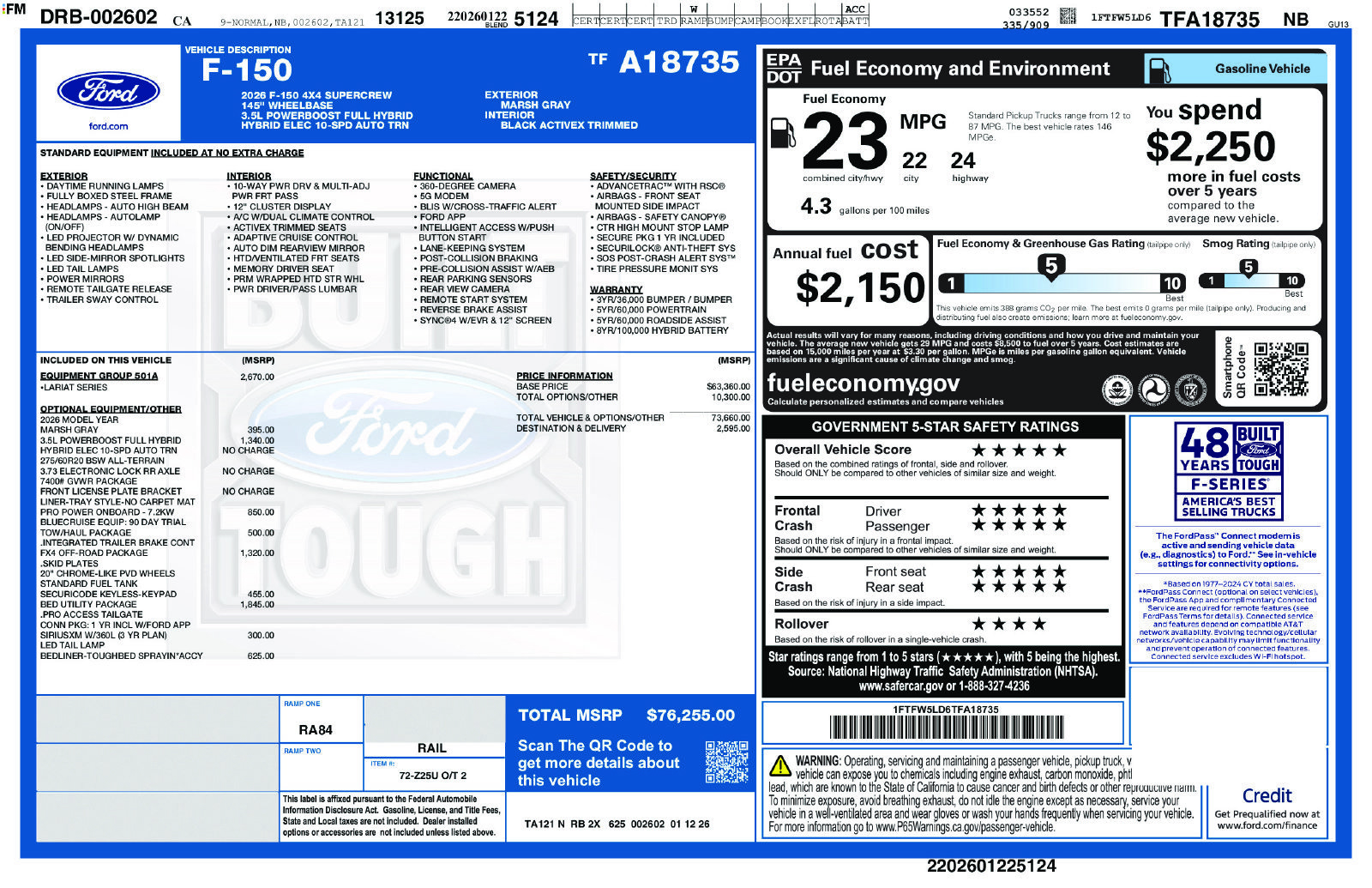 New 2026 Ford F150 Lariat w/ Equipment Group 501A Mid AWD/4WD image 5