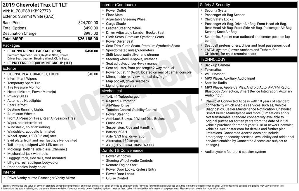 Used 2019 Chevrolet Trax LT w/ LT Convenience Package AWD/4WD image 2