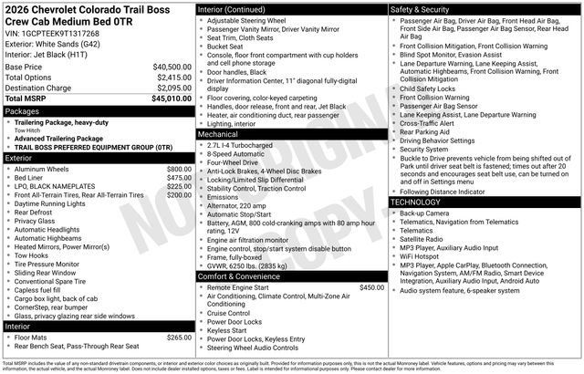 New 2026 Chevrolet Colorado Trail Boss AWD/4WD image 26