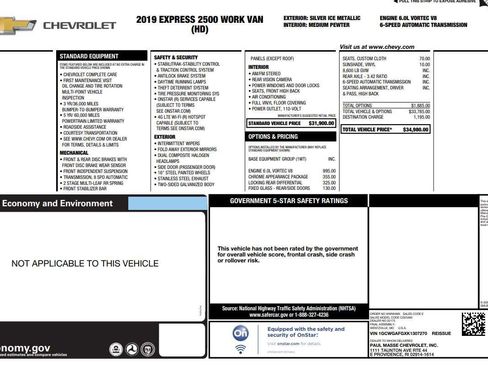 Used 2019 Chevrolet Express 2500 w/ Chrome Appearance Package image 1