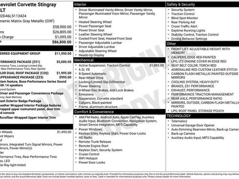 Used 2020 Chevrolet Corvette Stingray Premium Cpe w/ 3LT Preferred Equipment Group RWD image 3