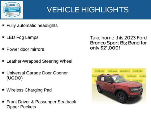 Certified 2023 Ford Bronco Sport Big Bend w/ Convenience Package image 37