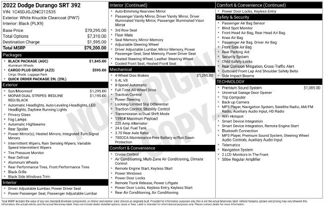 Used 2022 Dodge Durango SRT w/ Black Package AWD/4WD image 39