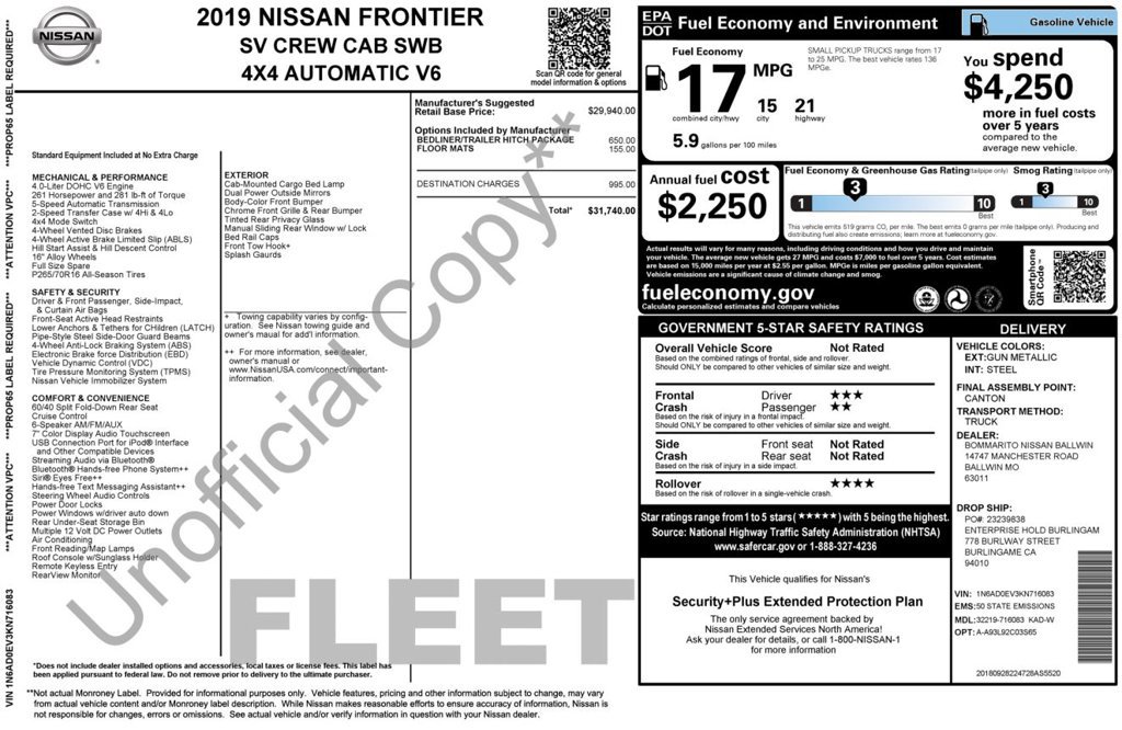 Used 2019 Nissan Frontier SV AWD/4WD image 1