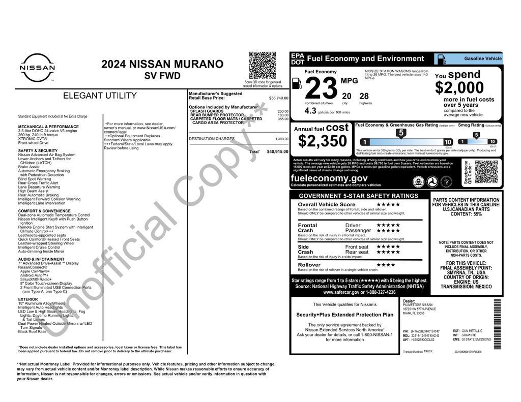 Certified 2024 Nissan Murano SV FWD image 8