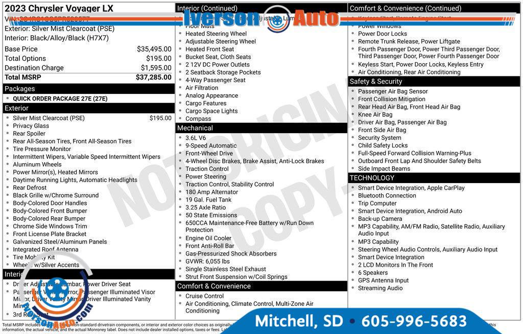 Used 2023 Chrysler Voyager LX FWD image 33