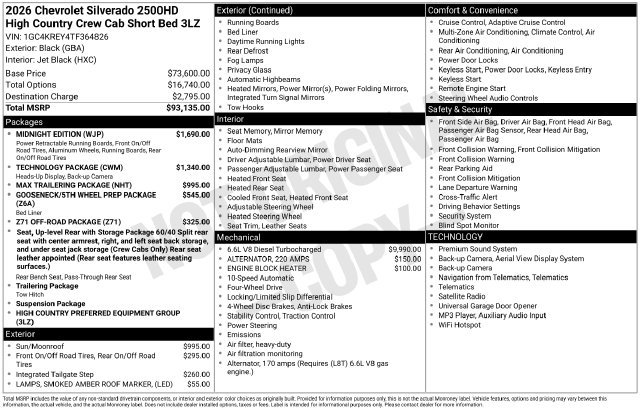 New 2026 Chevrolet Silverado 2500 High Country w/ Midnight Edition AWD/4WD image 30