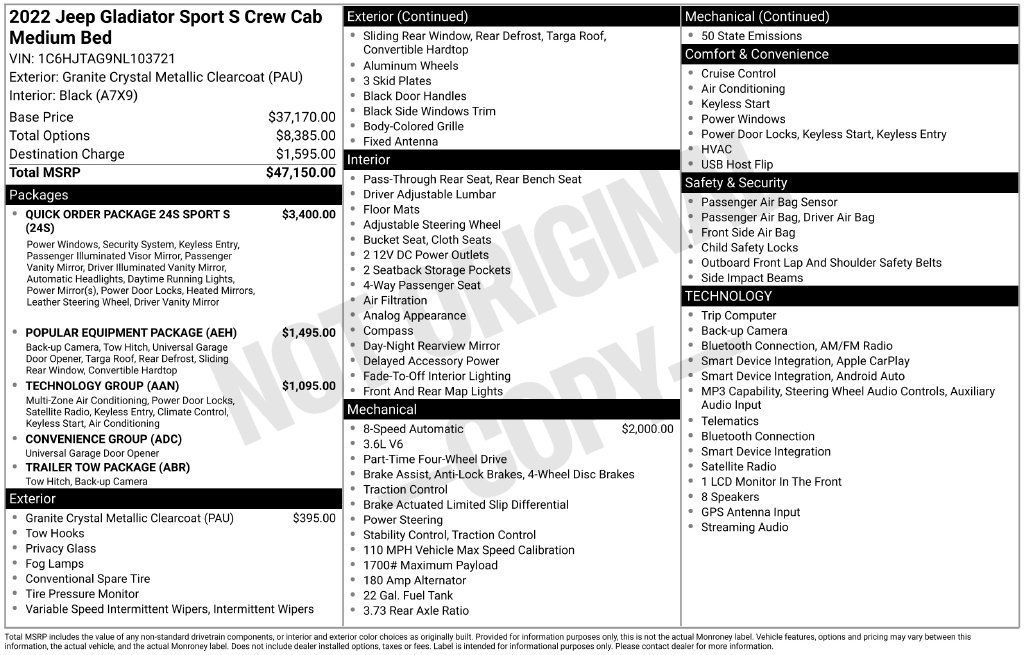 Used 2022 Jeep Gladiator Sport AWD/4WD image 46