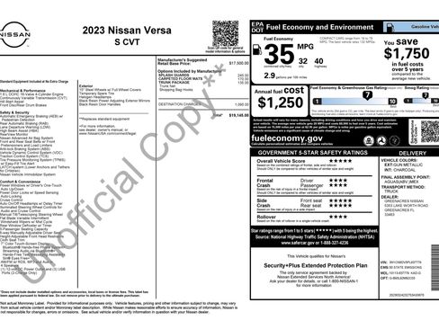 Used 2023 Nissan Versa S w/ Trunk Package image 4