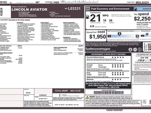 Used 2021 Lincoln Aviator Reserve w/ Equipment Group 201A image 2