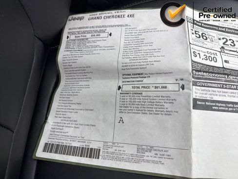 Certified 2022 Jeep Grand Cherokee Limited 4xe AWD/4WD image 46