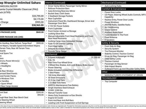 Used 2016 Jeep Wrangler Unlimited Sahara w/ Max Tow Package AWD/4WD image 4