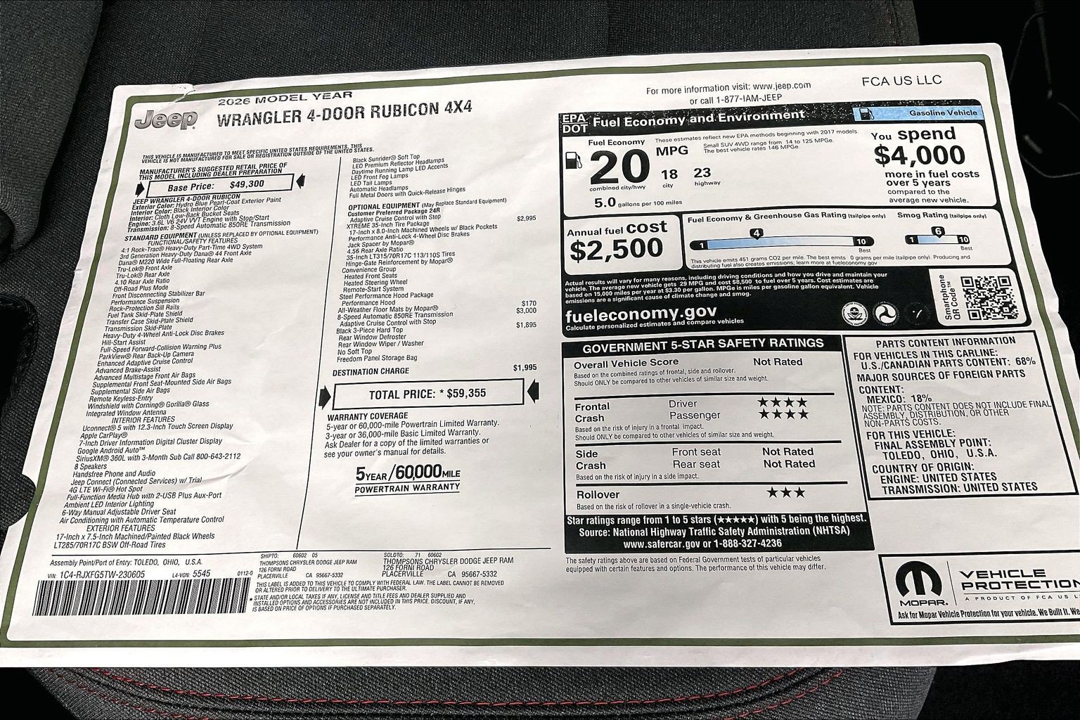 New 2026 Jeep Wrangler Unlimited Rubicon w/ Xtreme 35 Tire Package AWD/4WD image 21