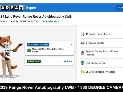 Used 2019 Land Rover Range Rover Long Wheelbase Autobiography AWD/4WD image 9