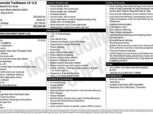 New 2026 Chevrolet TrailBlazer LS FWD image 24