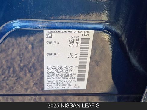 Certified 2025 Nissan Leaf S FWD image 24