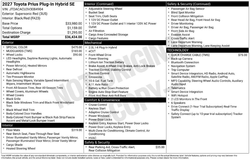 New 2027 Toyota Prius Plug-In Hybrid FWD image 30