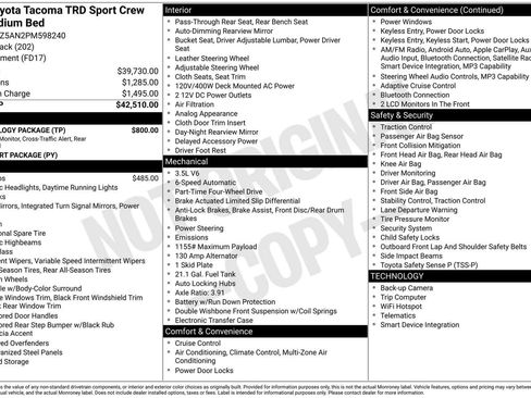 Used 2023 Toyota Tacoma TRD Sport w/ Technology Package AWD/4WD image 35