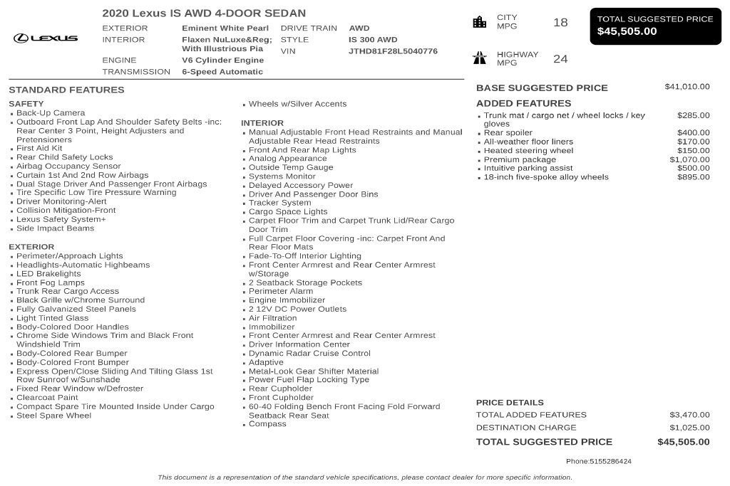 Used 2020 Lexus IS 300 AWD w/ Premium Package image 3