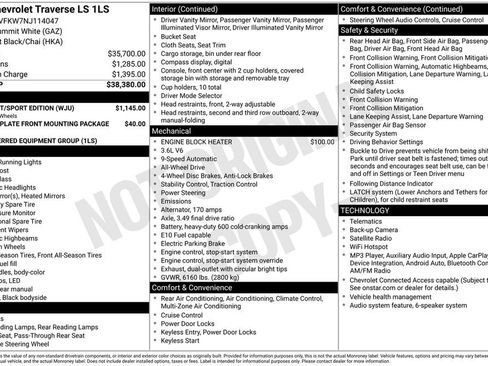 Used 2022 Chevrolet Traverse LS w/ Midnight/Sport Edition AWD/4WD image 6