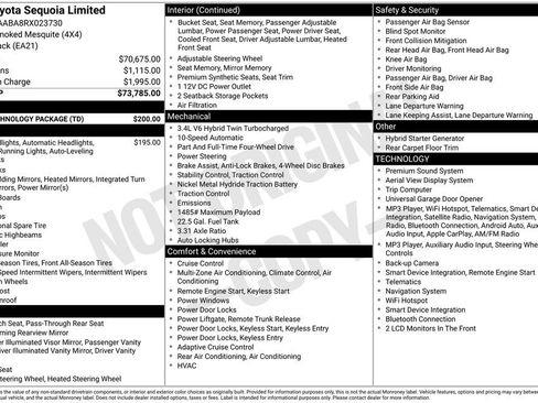 Used 2024 Toyota Sequoia Limited w/ Tow Technology Package AWD/4WD image 2