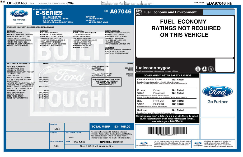 Used 2014 Ford E-250 and Econoline 250 Extended w/ Power Group RWD image 33