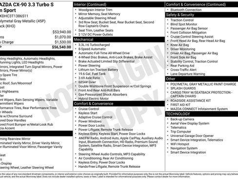 New 2026 MAZDA CX-90 3.3 Turbo S w/ Premium Package AWD/4WD image 4
