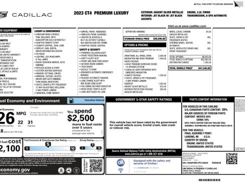 Certified 2023 Cadillac CT4 Premium Luxury AWD/4WD image 2