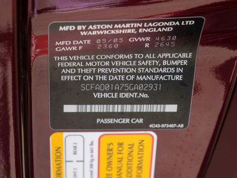 Used 2005 Aston Martin DB9 Coupe RWD image 49