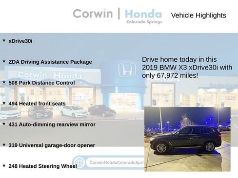 Used 2019 BMW X3 xDrive30i w/ Driving Assistance Package image 7