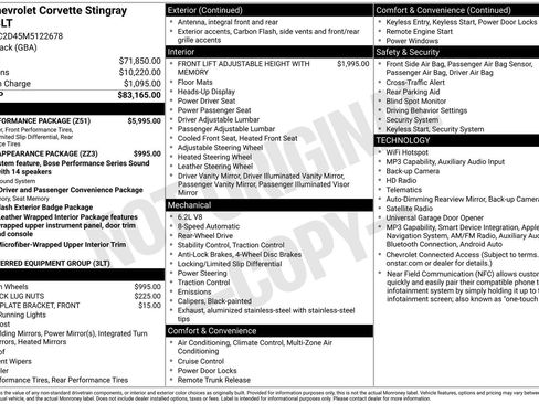 Used 2021 Chevrolet Corvette Stingray Premium Cpe w/ Z51 Performance Package RWD image 1
