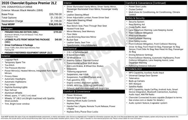 Used 2020 Chevrolet Equinox Premier w/ Premier Redline Edition AWD/4WD image 34