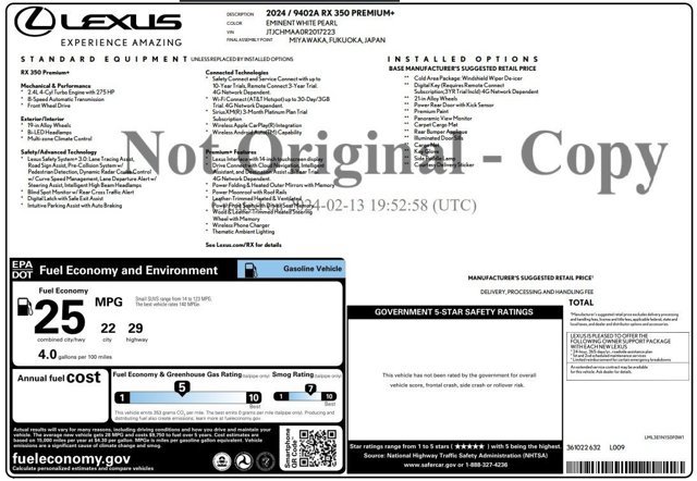 Used 2024 Lexus RX 350 Premium Plus w/ Cold Area Package FWD image 2