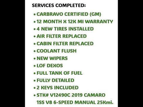 Certified 2019 Chevrolet Camaro SS w/ LPO, Ground Effects Package RWD image 35