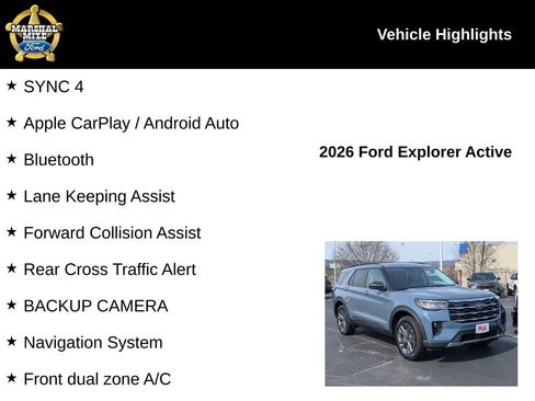New 2026 Ford Explorer Active w/ Active Comfort Package AWD/4WD image 2