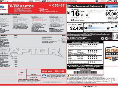 Used 2019 Ford F150 Raptor w/ Equipment Group 802A Luxury AWD/4WD image 3