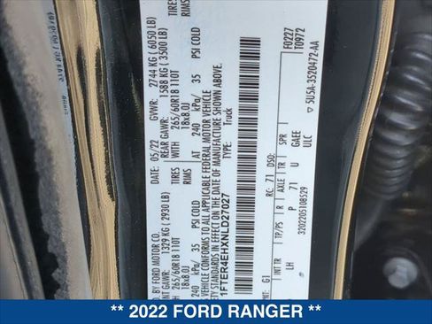 Used 2022 Ford Ranger XLT w/ Equipment Group 302A High RWD image 24