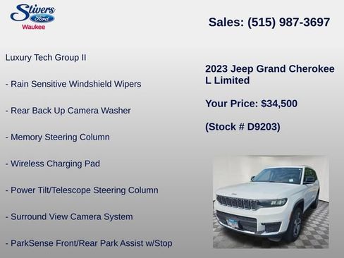 Used 2023 Jeep Grand Cherokee L Limited w/ Luxury Tech Group II AWD/4WD image 11