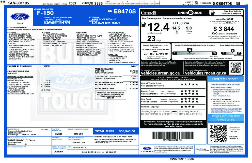 Used 2025 Ford F150 XLT w/ Equipment Group 301A Standard AWD/4WD image 55