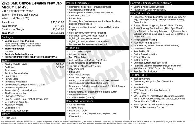 Used 2026 GMC Canyon Elevation AWD/4WD image 15