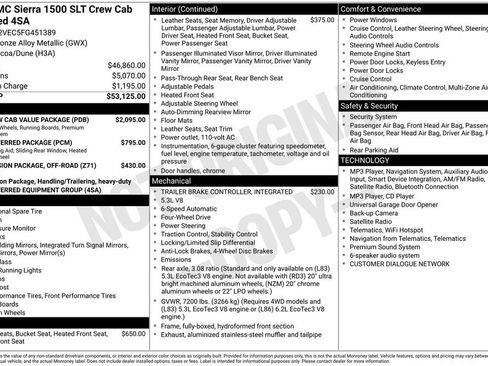 Used 2015 GMC Sierra 1500 SLT w/ SLT Crew Cab Value Package AWD/4WD image 14
