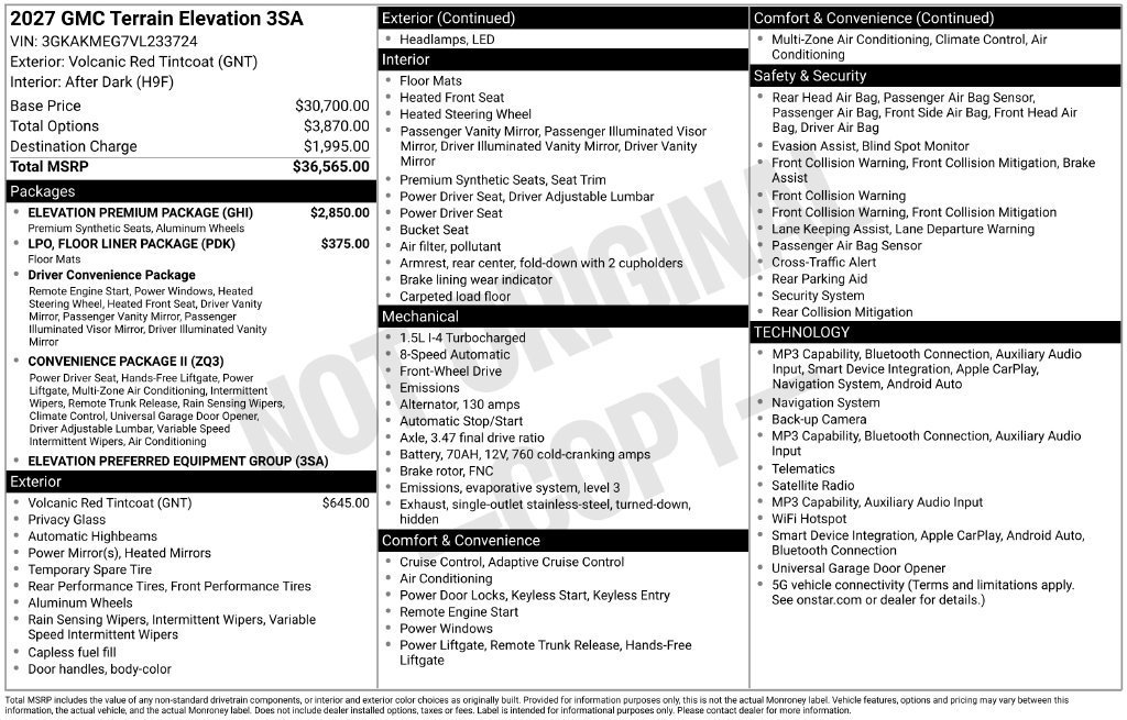 New 2027 GMC Terrain Elevation w/ Elevation Premium Package FWD image 4