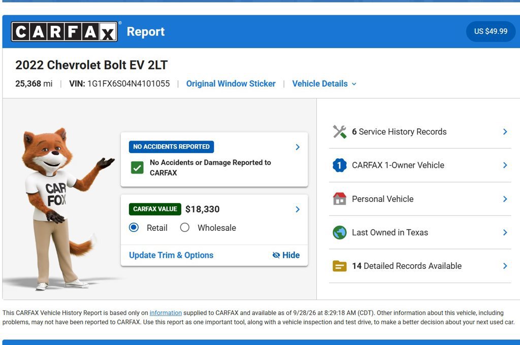 Used 2022 Chevrolet Bolt LT w/ Infotainment Package FWD image 10