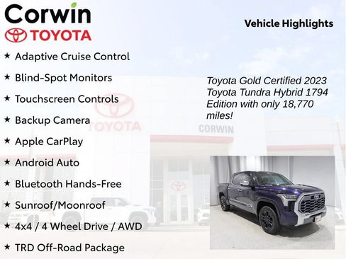 Certified 2023 Toyota Tundra 1794 Edition AWD/4WD image 9