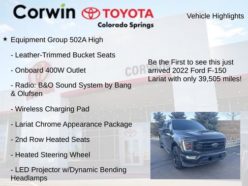 Used 2022 Ford F150 Lariat w/ Equipment Group 502A High image 4