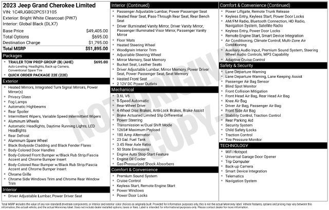 Used 2023 Jeep Grand Cherokee Limited w/ Trailer Tow Prep Group (B) RWD image 7
