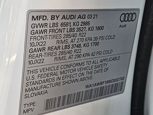 Used 2021 Audi SQ8 Premium Plus w/ SQ8 Black Optic Package AWD/4WD image 30