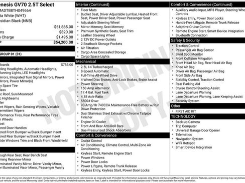 New 2026 Genesis GV70 2.5T Select AWD/4WD image 3